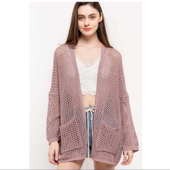 Olive Open front open light weight knit cardigan - Picture 5 of 8